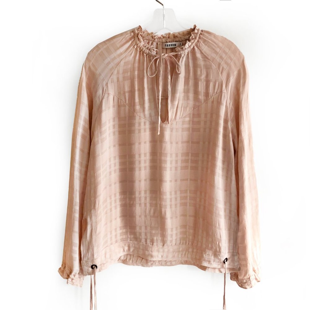 Farrow rose blush plaid gingham texture blouse top